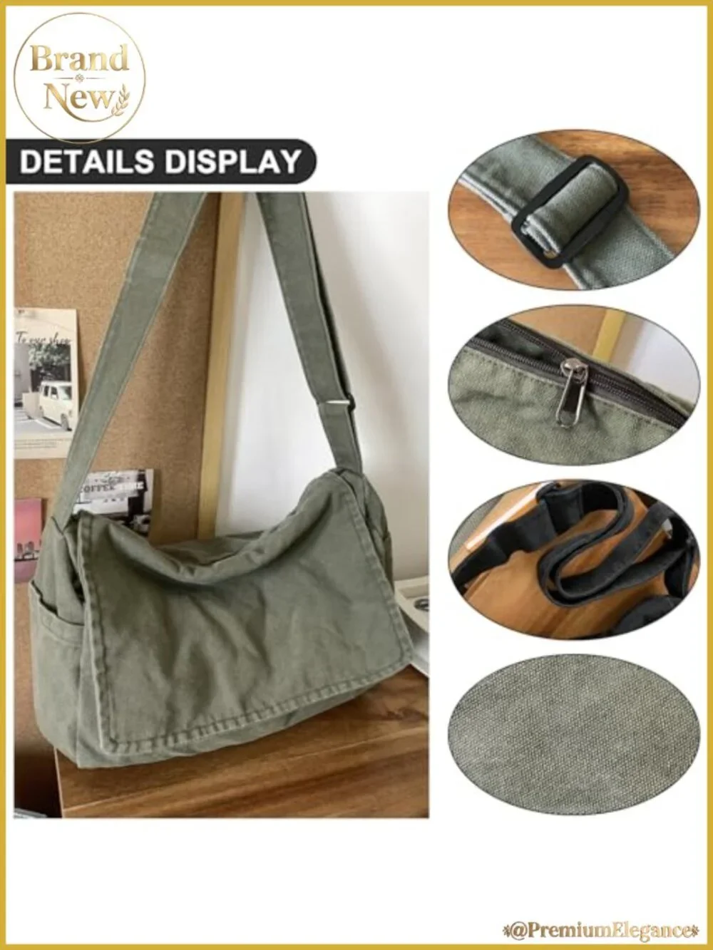 Large Canvas Messenger Bag Satchel Crossbody Tote for Women Men